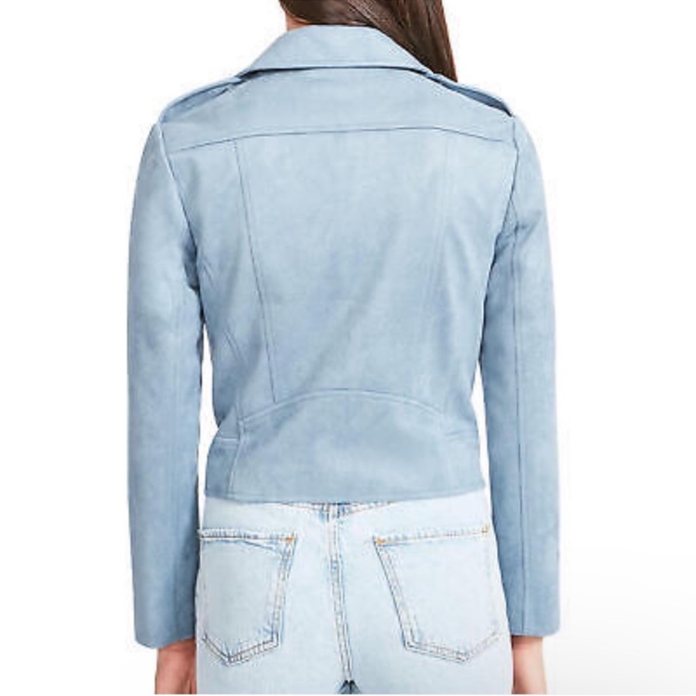 BB Dakota Steve Madden blue faux suede moto zip jacket size small - Picture 10 of 13